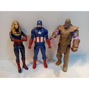Marvel‎ Captain America, Captain Marvel And Thanos Action Figure Lot Of 3